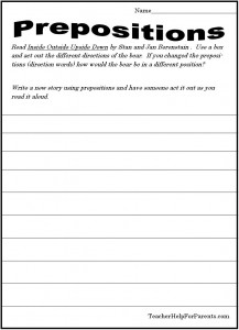 Using Prepositions Through Movement and Writing - Great for Young Ages Also!