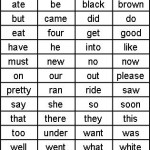 Kindergarten Dolch Sight Word List