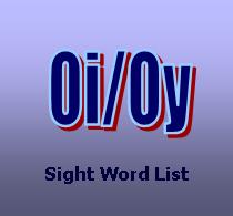 Oi Oy Sight Word List