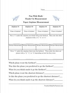 Fun With Math - Paper Airplane Measurement