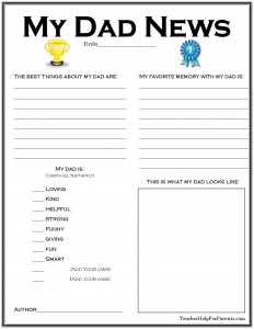 Father's Day Writing Activity - My Dad News Printable