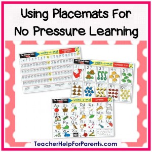 Using Placemats For No Pressure Learning - Great For All Ages - From TeacherHelpForParents.com