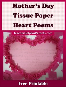 Mother's Day Tissue Paper Heart Poems With FREE PRINTABLE from TeacherHelpForParents.com
